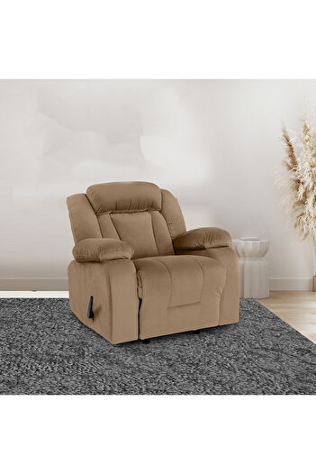 Lazy Vibes MNZ5 | Velvet Rocking & Rotating Recliner Chair - Light Brown