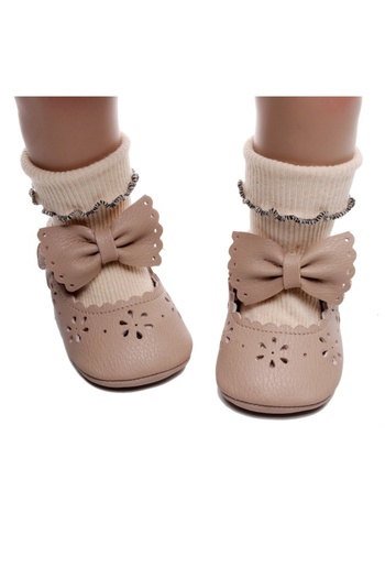 Superbaby Elegant baby shoes with bow and floral perforations
