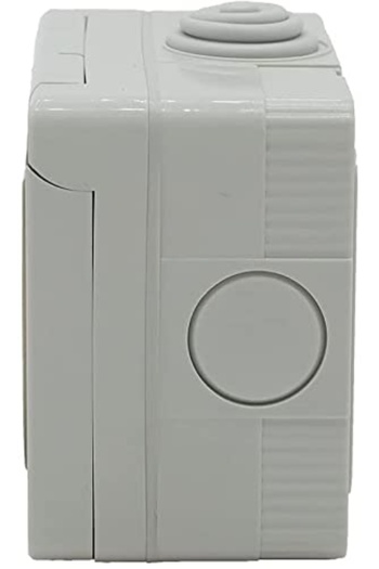 Generic مقبس كهربائي خارجي مقاوم للماء من ADMORE IP55، ذو اتجاهين، بغطاء رمادي مقاوم للعوامل الجوية