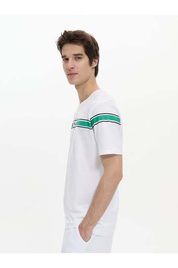 Ltb Κοντό μανίκι Crew Neck Sıgn με στάμπα κανονικό λευκό μπλουζάκι