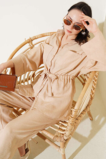 VOLT CLOTHİNG Damen-Doppelset mit elastischer Taille und Brusttaschen