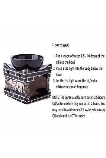 PUFO Suport de aromaterapie ceramic Feng Shui, 10 cm, negru