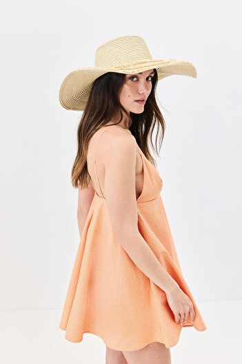 C&City Wide Brim Straw Beach Hat Y25730-07 Beige
