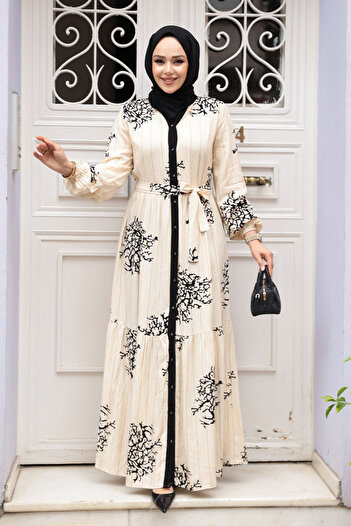 N.S NEVA STYLE Patterned Black Hijab Dress 23925S