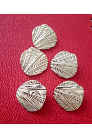 beyna aksesuar Leaf Metal Button 3 cm Gold Plated 1 Package 5 Pieces
