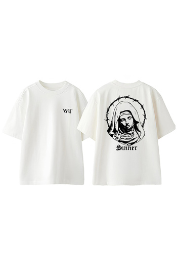 THEWERT Μπλουζάκι Sınner Design Back Printed Βαμβακερό Λευκό Oversize