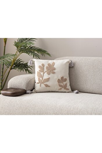 SWITA Comfort Series Punch Embroidered Linen Throw Pillow Cover 43X43 cm