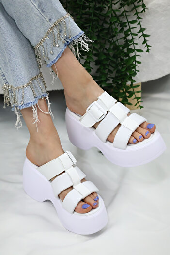 asmi shoes Біла тризуба тока з товстою підошвою, ортопедичні капці