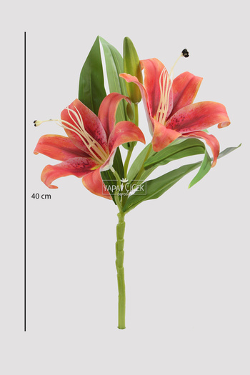 Yapay Çiçek Deposu Artificial Flower Luxury 2-Branch Wet Tiger Flower 40 cm Pomegranate Flower