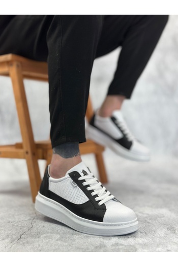 BOA Ba0423 Boa Thick High Sole White Black Lace-Up Sports Men's Shoes