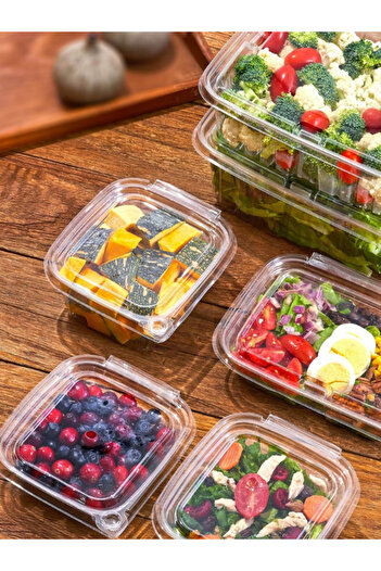 MEZ-PACK 50 Adet Sızdırmaz Plastik Kullan At Tek Kullanımlık Saklama Kabı 1000 Cc