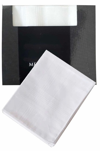 Elif Mira Special Pack of 3 Premium Men's Handkerchiefs Set 100% Cotton 42X42 cm White