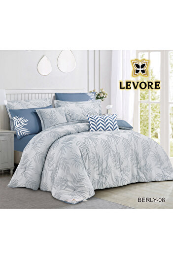 Levore Livori comforter set, made of durable and soft fabric, with a modern and distinctive pattern that satisfies all tastes, 8 pieces, king size