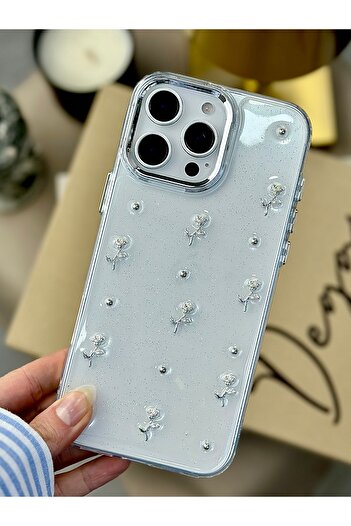 Go Aksesuar iPhone 16 Promax Compatible 3D Mini Rose Design Toy Epoxy Silicone Case