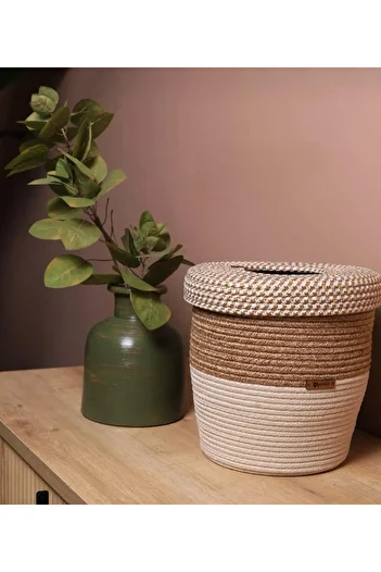 ModaCardin Modern Trash Can with Jute Straw Lid