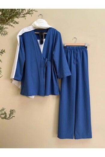 ENDAMIM Seersucker Tie Back Suit