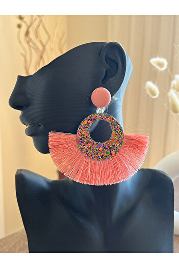 Büyük Hanım Large Tassel Colorful Beaded Style Women's Earrings
