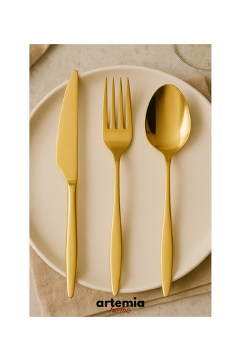 DMR LİFE Gold Dine 36 Piece 6-Person Cutlery Set. (Titanium Gold)