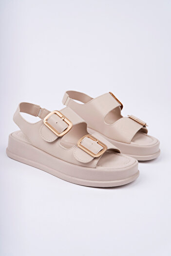 meyra'nın ayakkabıları Women's Skin Skin Adjustable Double Buckle Back Elastic Comfort Sandals
