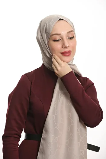 awix Double Sided g Pattern Thin Silky Shawl Mink.Mink