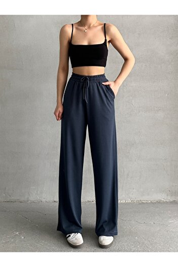 BEJNA Women's Anthracite Wide Leg Modal Sweatpants