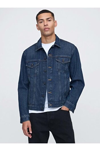 GAP V-New Denim Icon Jacket - Light 722737000   Icon Denim Jacket Men's Denim Jacket Dark Blue