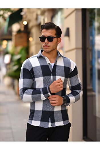 comstar Men's Square Pattern Fleece Comfortable Shirt