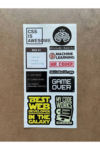 hdsticker 60 Adet Yazılım & Yazılımcı Software Developer Laptop Notebook Tablet Etiket Sticker Set P59