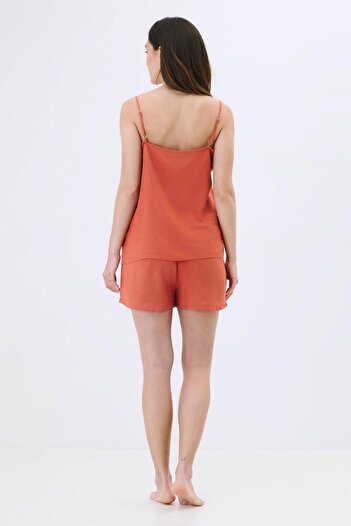 C&City İp Askılı Şortlu Viskon Pijama Takım 9155 Tarçın