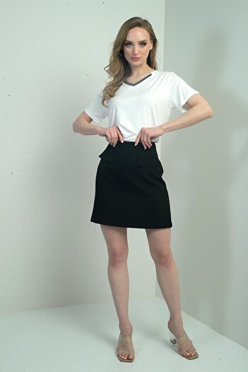 By Saygı Women's Cover Detailed Short Skirt