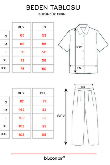 blucombin Bürümcük Shirt and Trousers Summer Bottom Top Set 2 Piece
