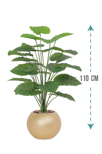 Generic Artificial Alocasia Heart Leaf Seedling in Round Plastic Pot