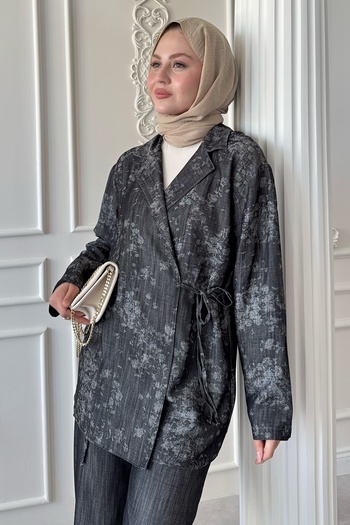 InStyle Σετ κιμονό τζιν με εμφάνιση Jacquard Anthracite
