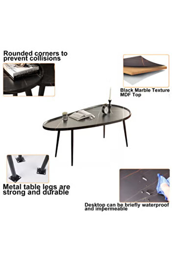 Taimi Luxury And Elegant Design Center Table For The Living Room 140 X 70 X 48 Cm In Black Color