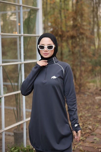 Wovi Moda Women's Diving Fabric Half Placket Zippered Jogger Tracksuit Set