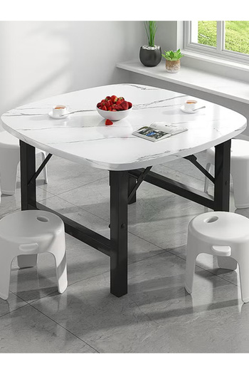 Taimi Round Folding Table, Indoor Outdoor Portable Folding Table Wood, Folding Table-60x60x52cm - White