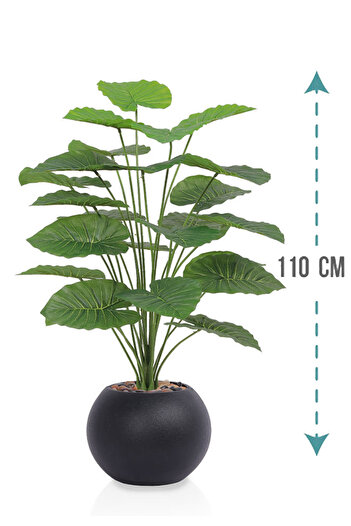 Generic Artificial Alocasia Heart Leaf Seedling in Round Plastic Pot