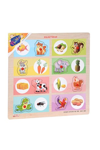 NW NessiWorld Nessiworld Ony-360-361 Decade, Matching with Wooden Holder - Which Animal Eats What