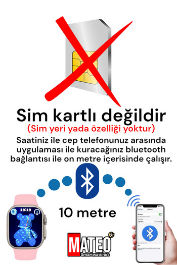 MATEO Akıllı Saat Watch 8 Ultra 45mm 1.99 Inç Türkçe Tüm Telefonlara Uyumlu Bluetooth Arama Gri Smartwatch
