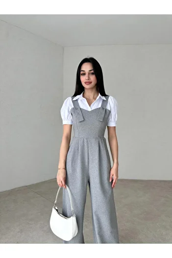 Mooi Butik Jupon Salopet Suit 2315 - Grey
