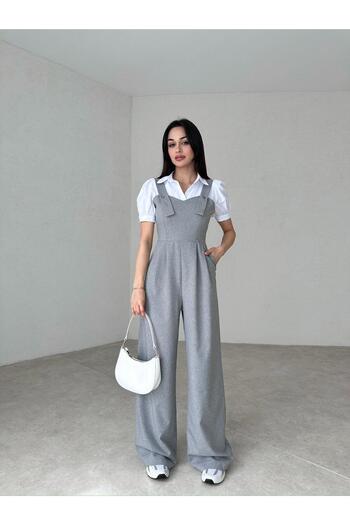 Mooi Butik Jupon Salopet Suit 2315 - Grey