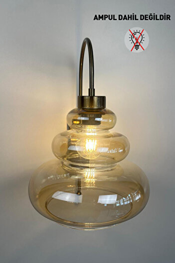 Bamyum Lily Honey Color Glass Sconce Wall Lamp Modern Hotel Cafe Vintage Living Room Bedroom Staircase Retro