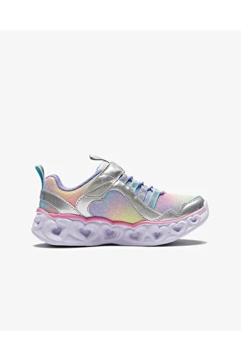 SKECHERS Rainbow Lux Heart Lights - Gray Big Girl's Sports Shoes302308l Smlt