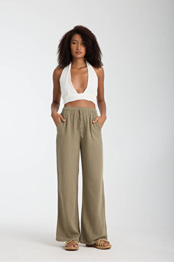 İLKCET MODA Muslin Oversize Palazzo Women's Trousers