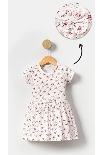 aden kids - Comfortable Use Flower Patterned Girl's Summer Combed Cotton Dress - Breathable Lycra Fabric