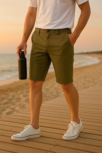 Pobudo Khaki Color Chino Men's Shorts