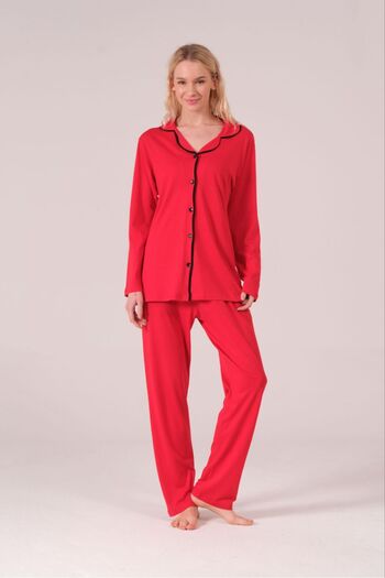 Tamay Boxer Modal Fabric Women's Pajama Suit Long Sleeve Collared and Buttoned