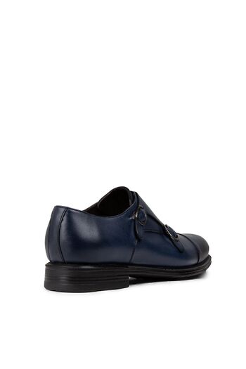 Deery Navy Blue Genuine Leather Double Buckle Men's Classic Shoes