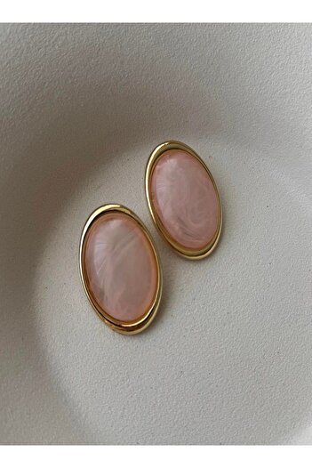 mos&more Pink Oval Big Stylish Women's Earrings