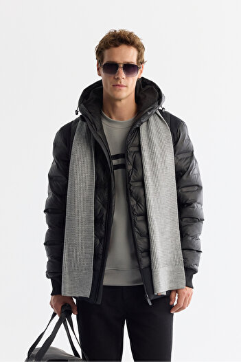 Avva Men's Black Hooded Water Repellent Windproof down Coat A42Y6105